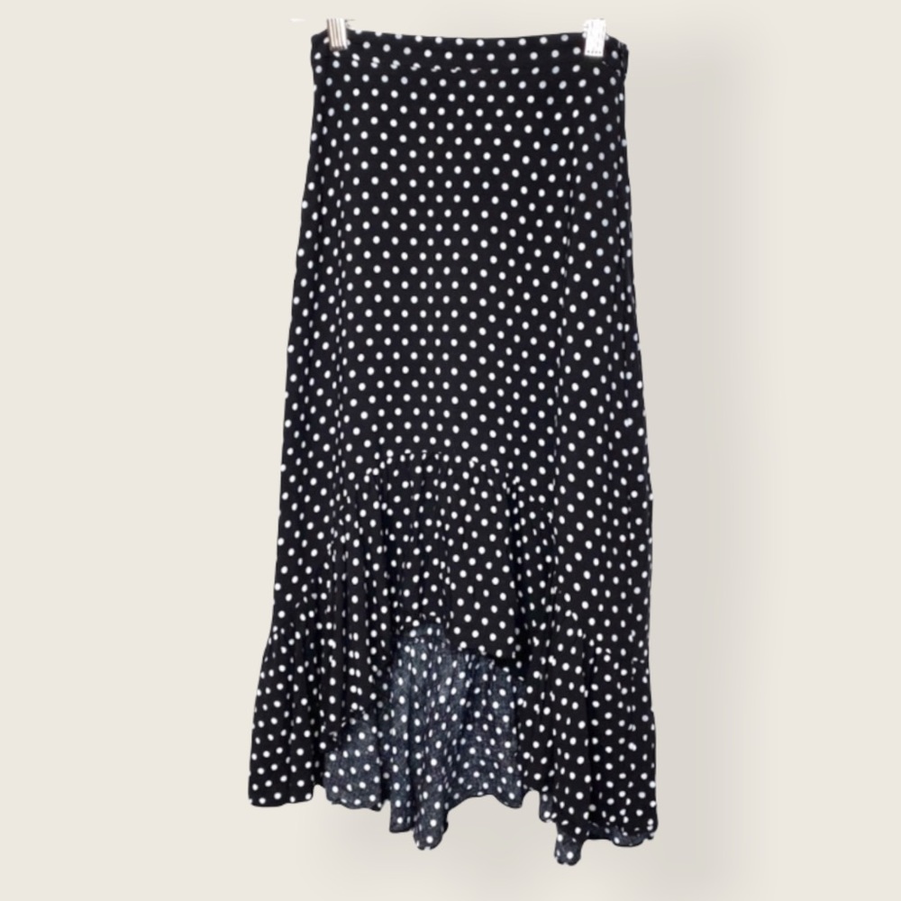 Ladies’ Black and White Polka Dot Midi Skirt XS